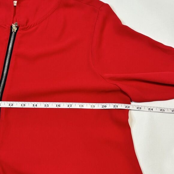 Soft Surroundings Hoodie Blouse Women's Large Zip Red Oversized Sporty Preppy - Picture 10 of 13
